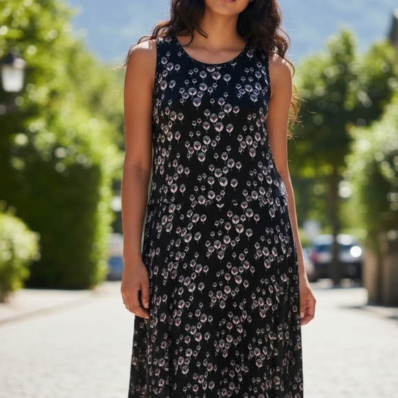 LOFT Dresses & Skirts - Ann Taylor Loft Black White Dandelion A Line Swing Dress Cocktail Causal Chic 4